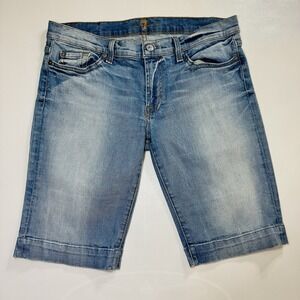 7 For All Mankind Denouncing Bermuda Shorts Women's Size 31 Stretch Light Wash